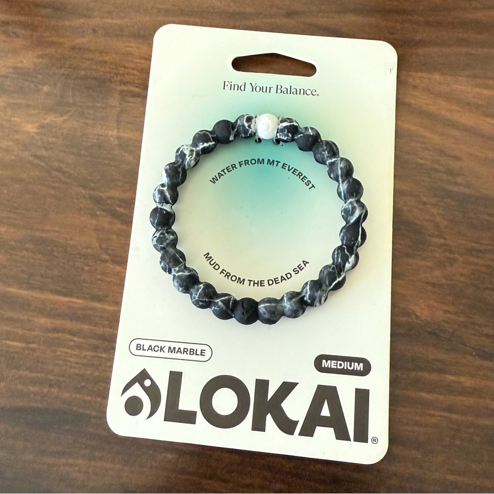 NWT Lokai Medium Black Marble Balance Bracelet